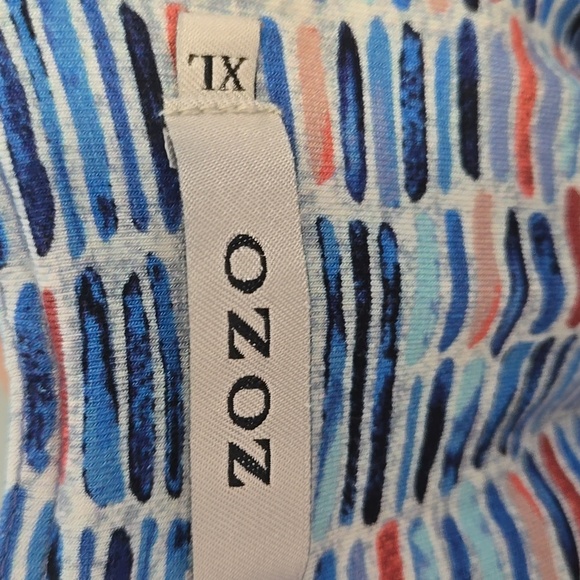 ZOZO Midi Sleeveless V-Neck W/Side Ruching Blue Geometric Tile Print Sz XL - Picture 10 of 12